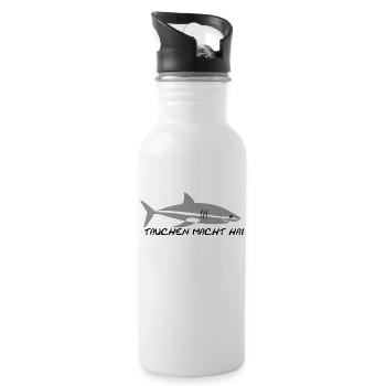 tauchenmachthai Tauchen macht Hai - Taucher - Trinkflasche mit integriertem Trinkhalm - Weiß - Rechts