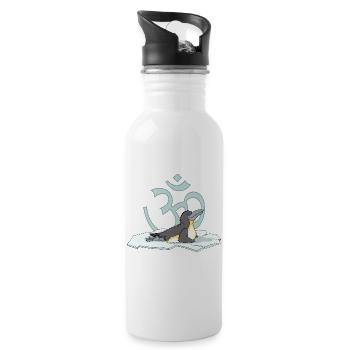 The yoga penguin sings the O on its ice floe - Water bottle with straw - white - Right