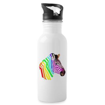 Rainbow Africa animal zebra punk unicorn gift - Water bottle with straw - white - Right
