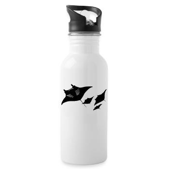 manta ray rochen taucher tauchen scuba diving dive - Trinkflasche mit integriertem Trinkhalm - Weiß - Rechts