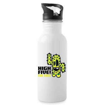 cactus comic - Water bottle with straw - white - Right