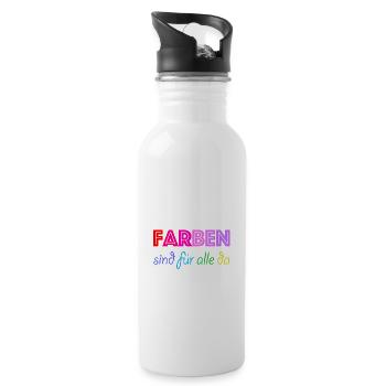 Farben sind für alle da - Trinkflasche mit integriertem Trinkhalm - Weiß - Rechts