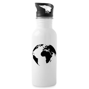 weltkugel-schwarz - Trinkflasche mit integriertem Trinkhalm - Weiß - Rechts