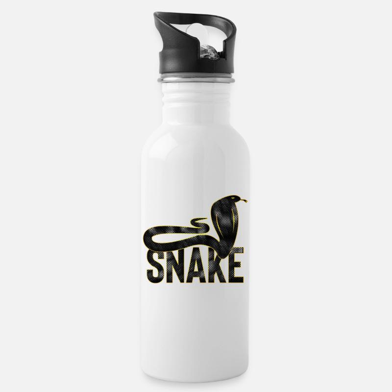 Snake,Snake - Water bottle with straw - white