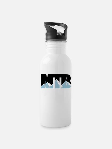 MTB - Trinkflasche mit integriertem Trinkhalm - Weiß