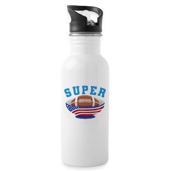 American Football Finale Champions Team Fan Lustig - Trinkflasche mit integriertem Trinkhalm - Weiß - Rechts