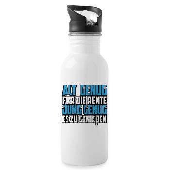 Oma Opa Rente Senior Spruch lustig alt - Trinkflasche mit integriertem Trinkhalm - Weiß - Rechts