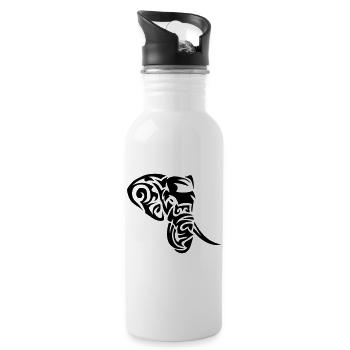 elephant tribal 402 - Trinkflasche mit integriertem Trinkhalm - Weiß - Rechts