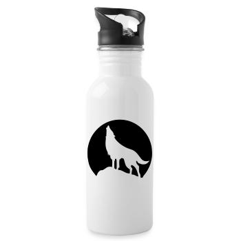 Wolf - Mond - Trinkflasche mit integriertem Trinkhalm - Weiß - Rechts