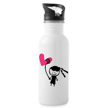 Little girl holding heart balloon - Water bottle with straw - white - Right