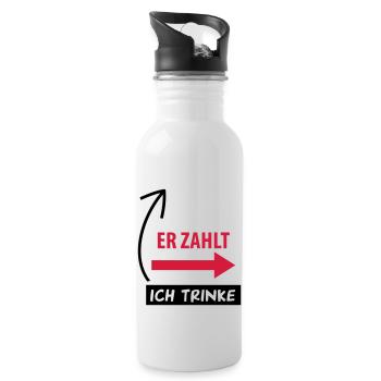 er_zahlt_ich_trinke__1f2 - Trinkflasche mit integriertem Trinkhalm - Weiß - Rechts