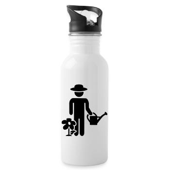 Gärtner - Trinkflasche mit integriertem Trinkhalm - Weiß - Rechts