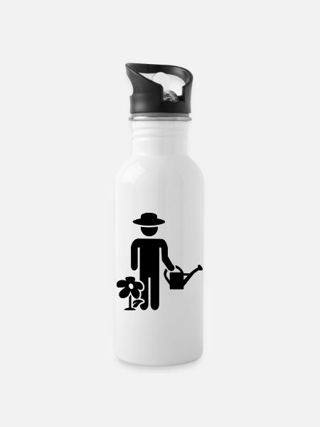 Gardener - Water bottle with straw - white