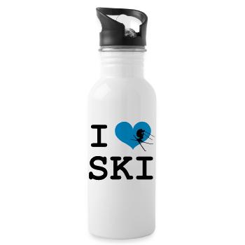 I Love Ski - Water bottle with straw - white - Right
