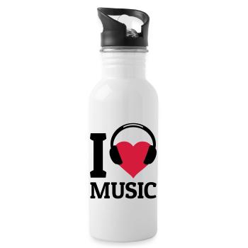 I love Music - Gourde avec paille intégrée - blanc - Droite