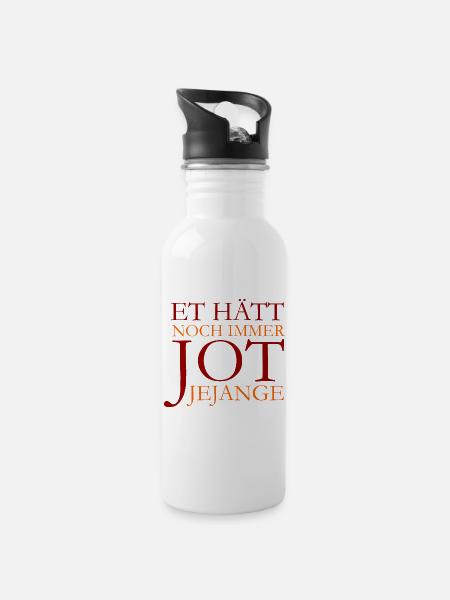 Et hätt noch immer jot jejange Köln Spruch (Rot) - Trinkflasche mit integriertem Trinkhalm - Weiß