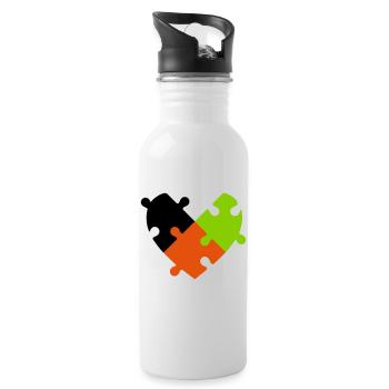 Heart Puzzle - Water bottle with straw - white - Right
