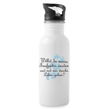 Taufpatin Patin Goli Geschenk Farbe frei wählbar - Trinkflasche mit integriertem Trinkhalm - Weiß - Rechts