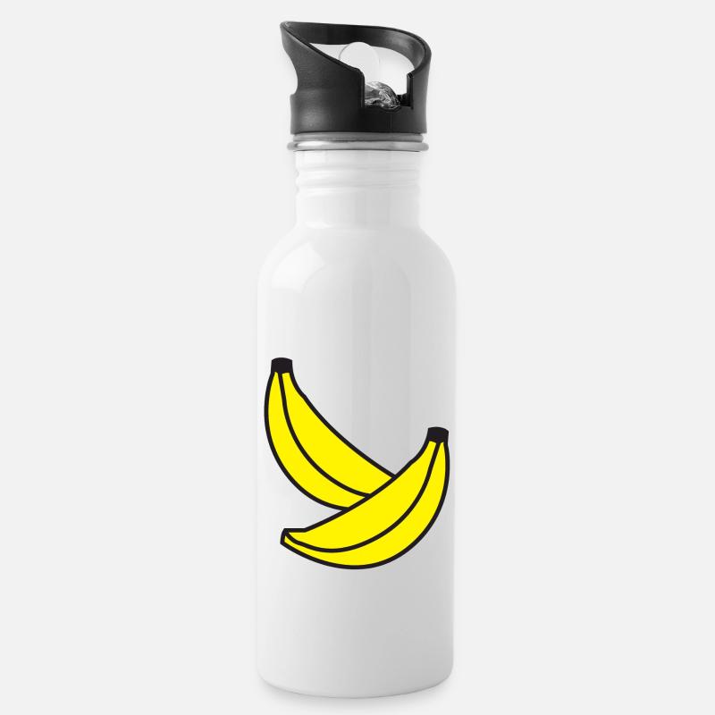 two bananas - Water bottle with straw - white