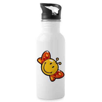Smiley Butterfly - Water bottle with straw - white - Right