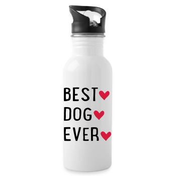 Hund - Trinkflasche mit integriertem Trinkhalm - Weiß - Rechts