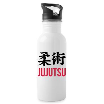 Jujutsu / Ju-jitsu / Jūjutsu / Kampfkünste / Kampf - Trinkflasche mit integriertem Trinkhalm - Weiß - Rechts