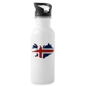 Iceland Flag Map - Trinkflasche mit integriertem Trinkhalm - Weiß - Rechts