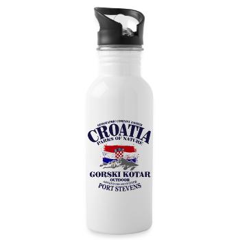 Croatia - Kroatien - Trinkflasche mit integriertem Trinkhalm - Weiß - Rechts