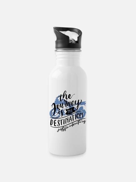 66Adventures - The Journey Is The Destination - Trinkflasche mit integriertem Trinkhalm - Weiß
