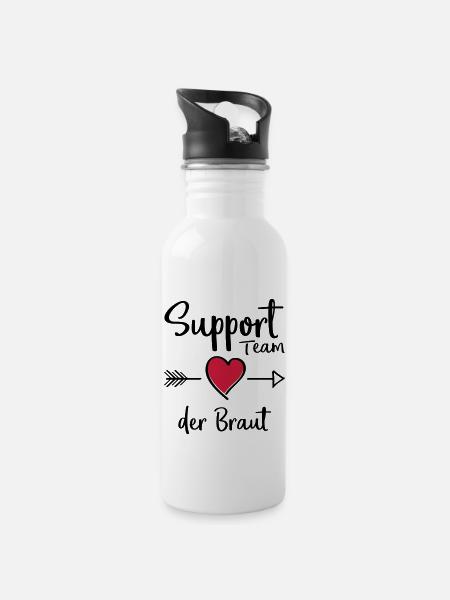 support team der braut - Trinkflasche mit integriertem Trinkhalm - Weiß