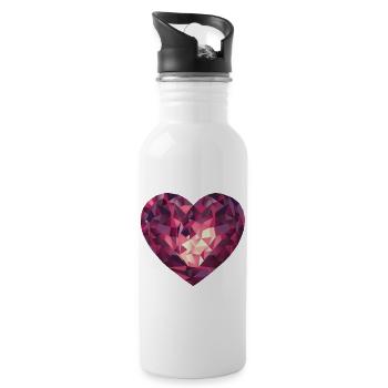 Large heart jewelry. Valentines Day, Mothers Day. - Water bottle with straw - white - Right