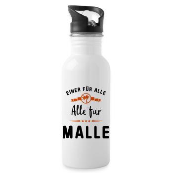 malle einer für alle - Trinkflasche mit integriertem Trinkhalm - Weiß - Rechts