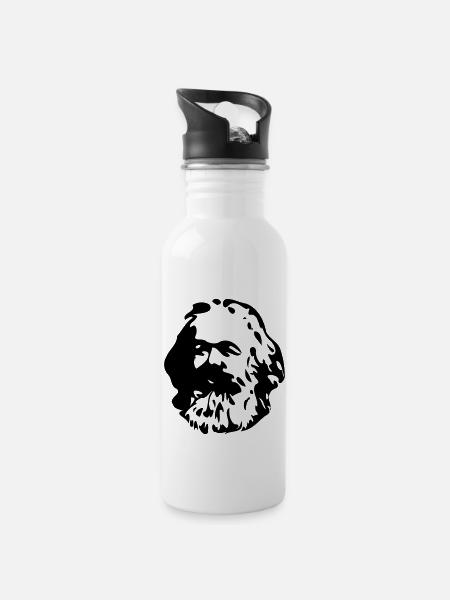 Karl Marx - Trinkflasche mit integriertem Trinkhalm - Weiß