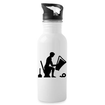 Klo - Toilette - Trinkflasche mit integriertem Trinkhalm - Weiß - Rechts