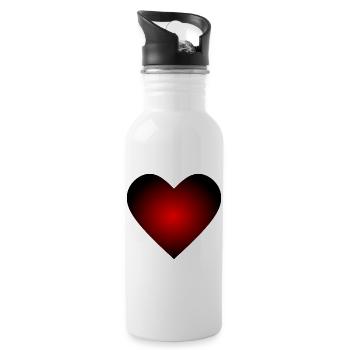 red heart red gift - Water bottle with straw - white - Right