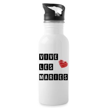HEIRAT. ES LEBE DIE MARIES. HERZ. ICH LIEBE DICH. ICH LIEBE - Trinkflasche mit integriertem Trinkhalm - Weiß - Rechts
