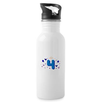 4th birthday boy - Water bottle with straw - white - Right