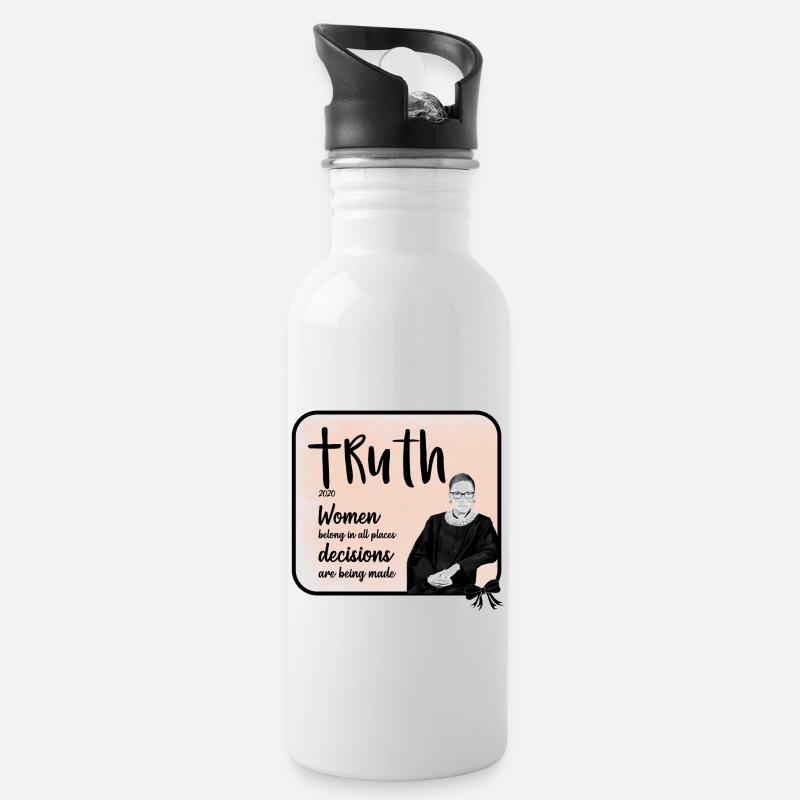 RBG Ruth Bader Ginsburg - Zitat - Trinkflasche mit integriertem Trinkhalm - Weiß