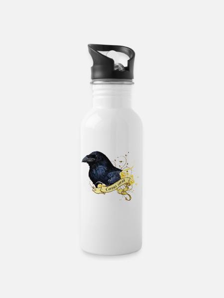 Rabe - Trinkflasche mit integriertem Trinkhalm - Weiß