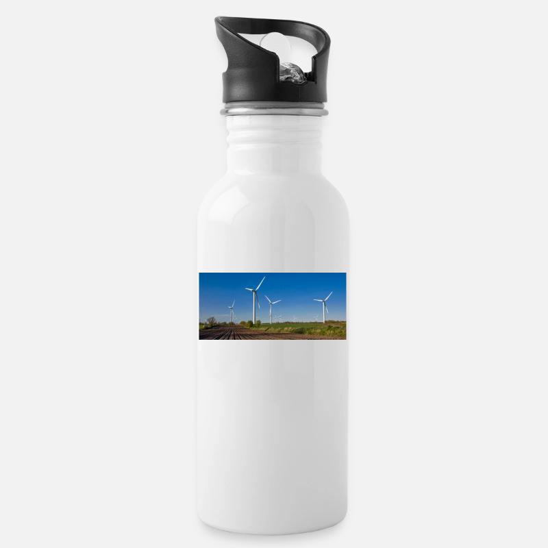 Moulin à vent - Gourde avec paille intégrée - blanc