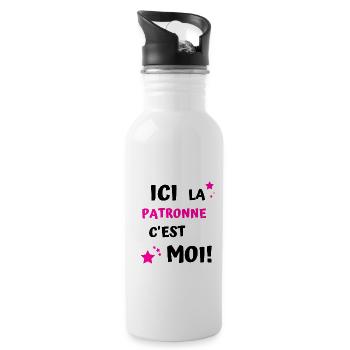 ici la patronne c'est moi - Gourde avec paille intégrée - blanc - Droite