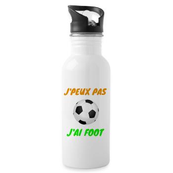 Ich kann nicht Fußball haben - Trinkflasche mit integriertem Trinkhalm - Weiß - Rechts
