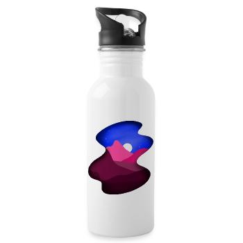 Landscape Digital Painting Nightsky in Blue Pink - Water bottle with straw - white - Right
