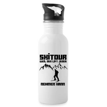 Lustiger Skitouren Spruch Ski Tour Geschenkidee - Trinkflasche mit integriertem Trinkhalm - Weiß - Rechts