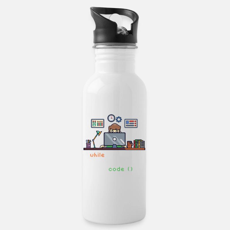 Computer Science Python P... Programmierer & Nerd - Trinkflasche mit integriertem Trinkhalm - Weiß