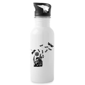 Libellen - Trinkflasche mit integriertem Trinkhalm - Weiß - Rechts