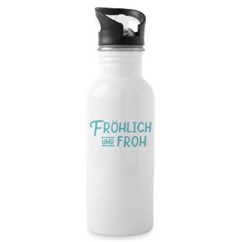 happy happy gift idea idea fun joy - Water bottle with straw - white - Right