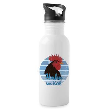 Rooster in a basket - Water bottle with straw - white - Right