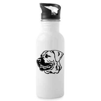 Boerboel Kopf - Trinkflasche mit integriertem Trinkhalm - Weiß - Rechts
