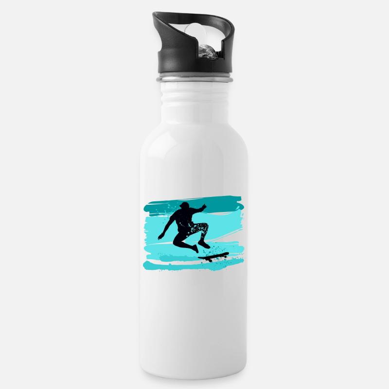 skater - Water bottle with straw - white